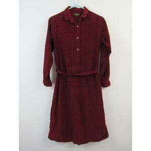 Lady Norman 11/12 Red Paisley Printed Corduroy Long Sleeve Dress Shirt Dress VTG